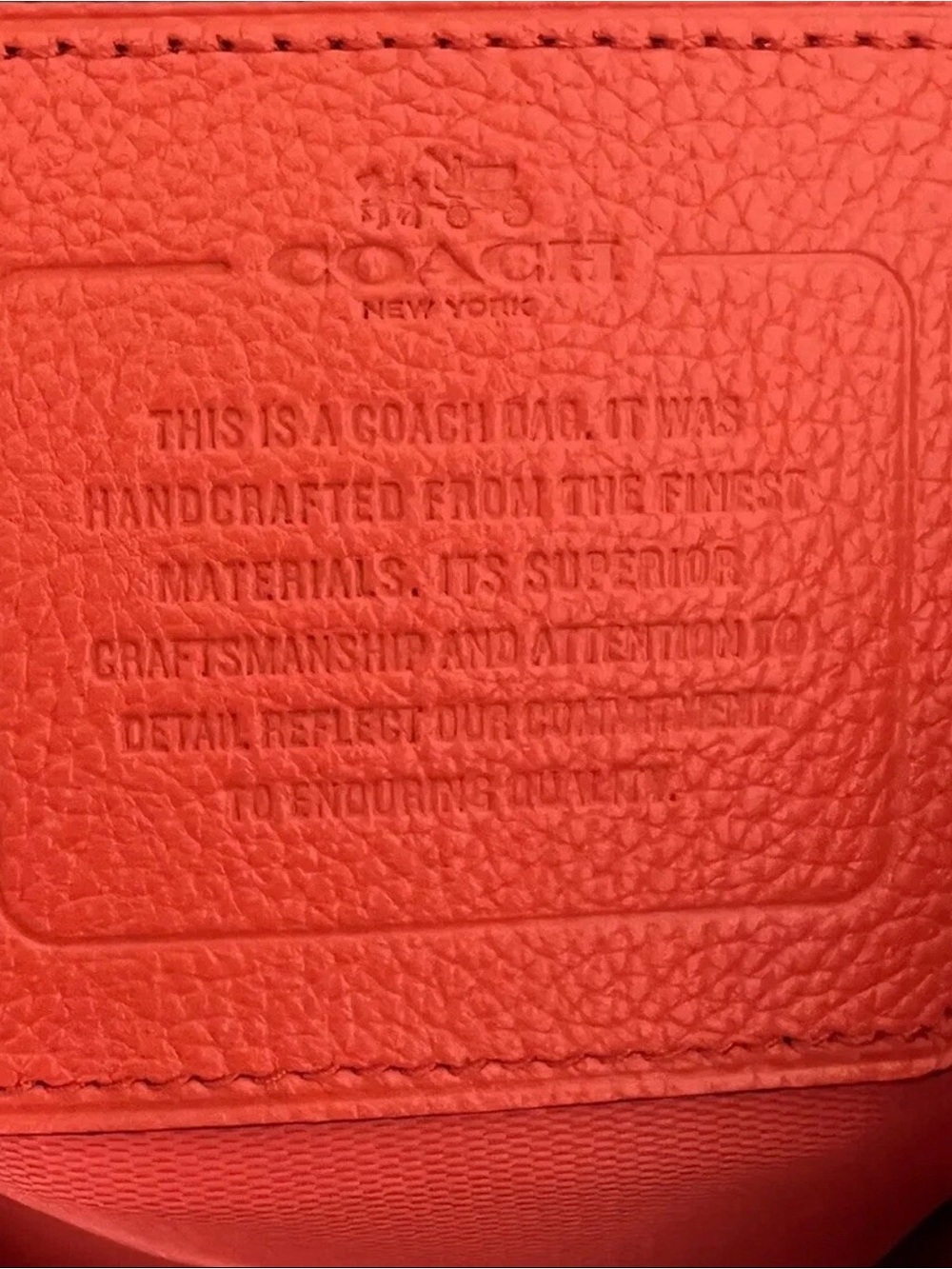 Coach Bright Orange Pebble Leather Shoulder Bag - Picture 9 of 16